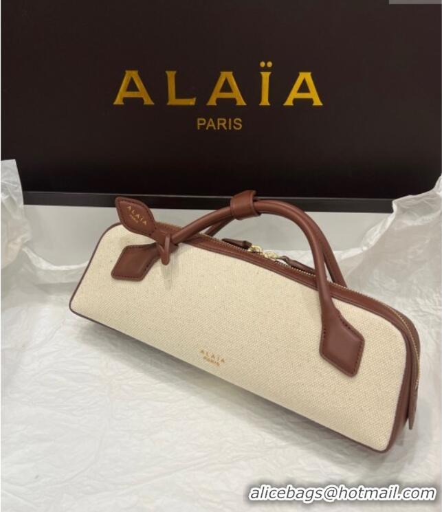 Grade Quality Alaia Le Tecket Long Clutch bag in Canvas and Leather A5030 Brown 2025