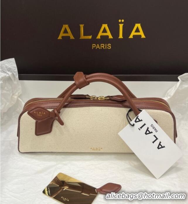 Grade Quality Alaia Le Tecket Long Clutch bag in Canvas and Leather A5030 Brown 2025