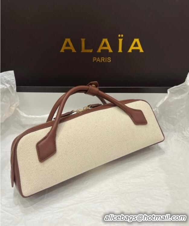 Grade Quality Alaia Le Tecket Long Clutch bag in Canvas and Leather A5030 Brown 2025