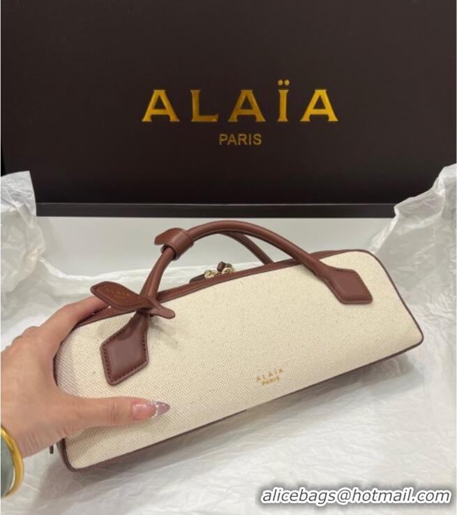 Grade Quality Alaia Le Tecket Long Clutch bag in Canvas and Leather A5030 Brown 2025