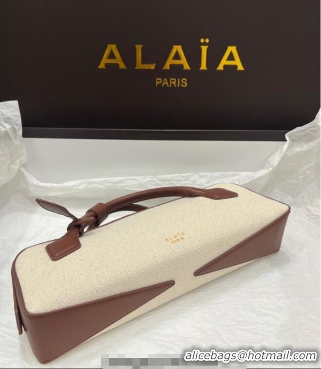 Grade Quality Alaia Le Tecket Long Clutch bag in Canvas and Leather A5030 Brown 2025
