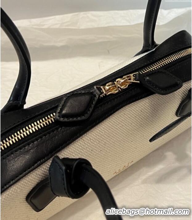 Pretty Style Alaia Le Tecket Small Long Shoulder bag in Canvas and Leather A5031 Black 2025