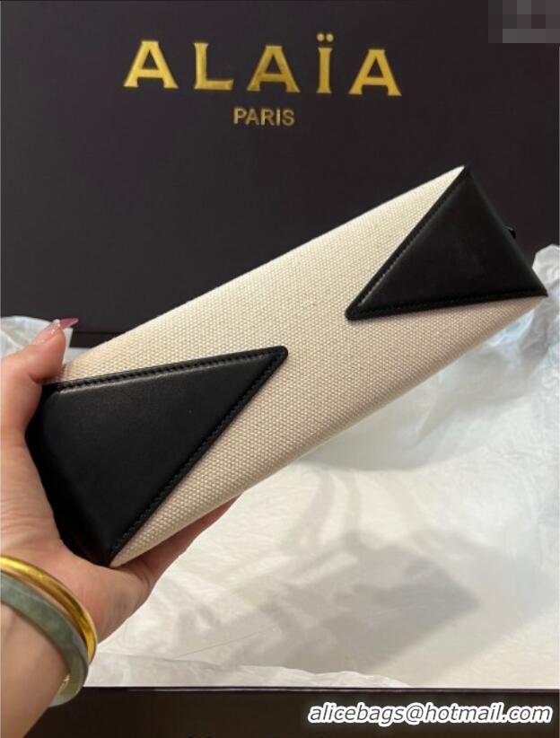Pretty Style Alaia Le Tecket Small Long Shoulder bag in Canvas and Leather A5031 Black 2025
