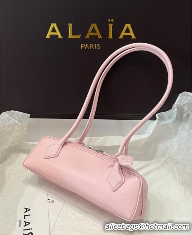 Famous Brand Alaia Le Tecket Small Long Shoulder bag in Grained Leather A5031 Light Pink 2025