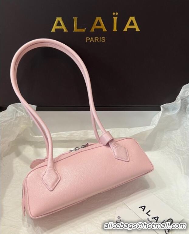 Famous Brand Alaia Le Tecket Small Long Shoulder bag in Grained Leather A5031 Light Pink 2025