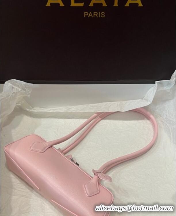 Famous Brand Alaia Le Tecket Small Long Shoulder bag in Grained Leather A5031 Light Pink 2025
