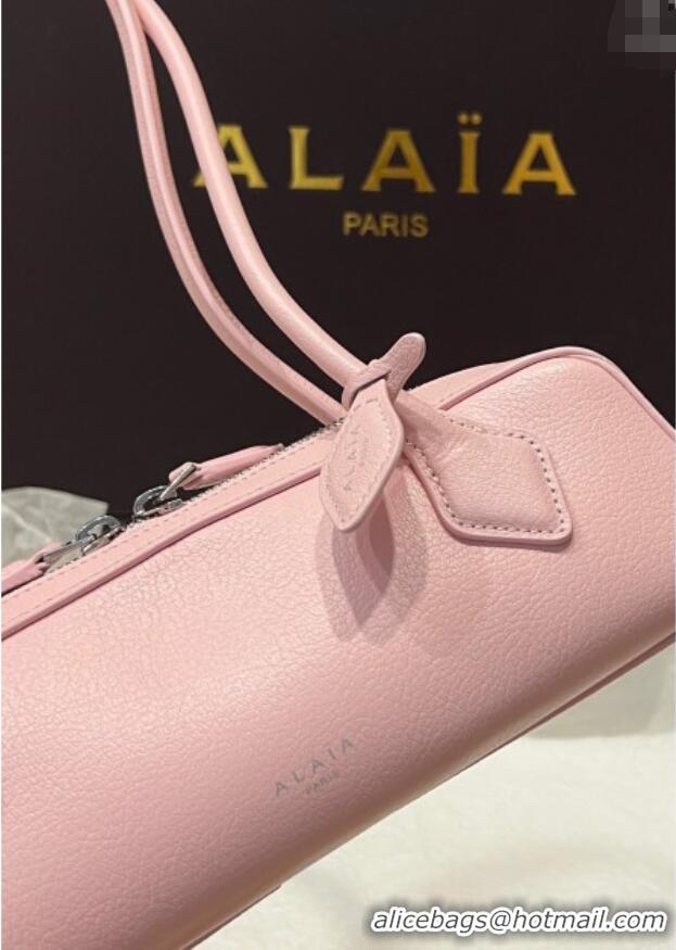 Famous Brand Alaia Le Tecket Small Long Shoulder bag in Grained Leather A5031 Light Pink 2025
