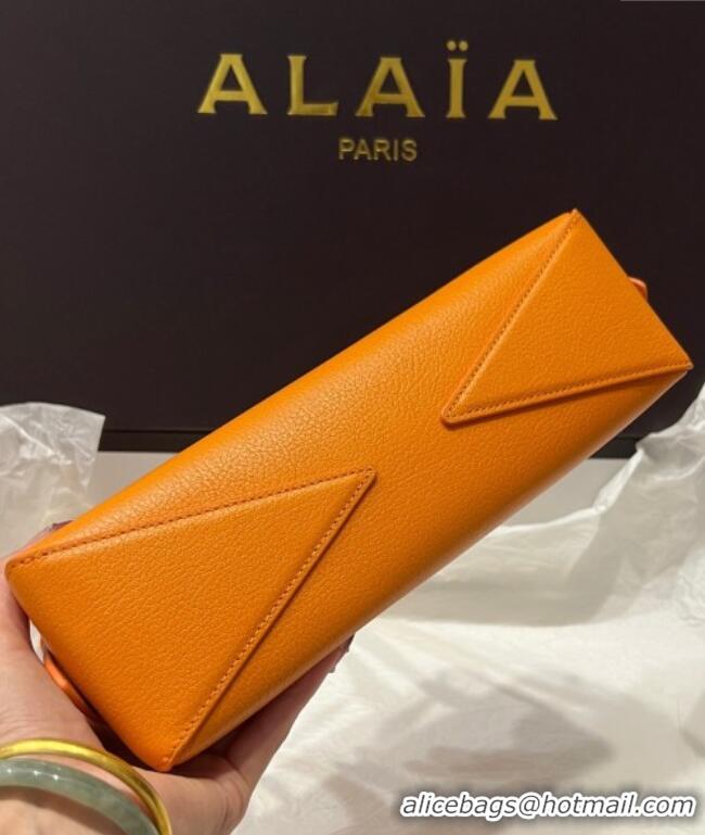 Spot Bulk Alaia Le Tecket Small Long Shoulder bag in Grained Leather A5031 Orange 2025