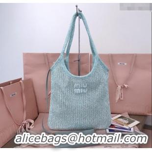 Well Crafted Miu Miu IVY sequin mesh tote bag 5BG231 Blue 2025