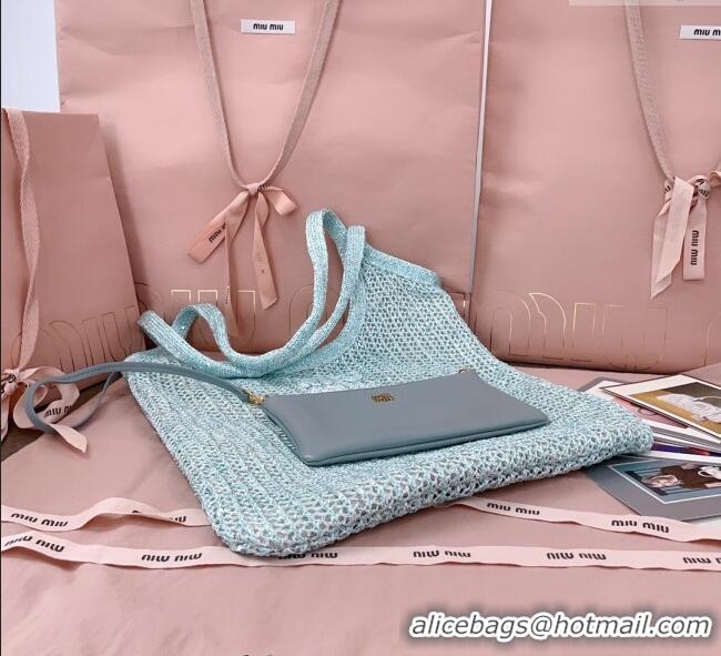Well Crafted Miu Miu IVY sequin mesh tote bag 5BG231 Blue 2025