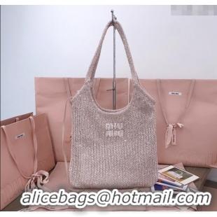 Top Grade Miu Miu IVY sequin mesh tote bag 5BG231 Light Grey 2025