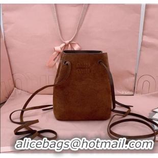 Spot Bulk Miu Miu Suede Pouch 5NF460 Dark Brown 2025