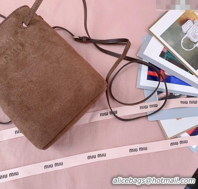 Spot Bulk Miu Miu Suede Pouch 5NF460 Dark Brown 2025