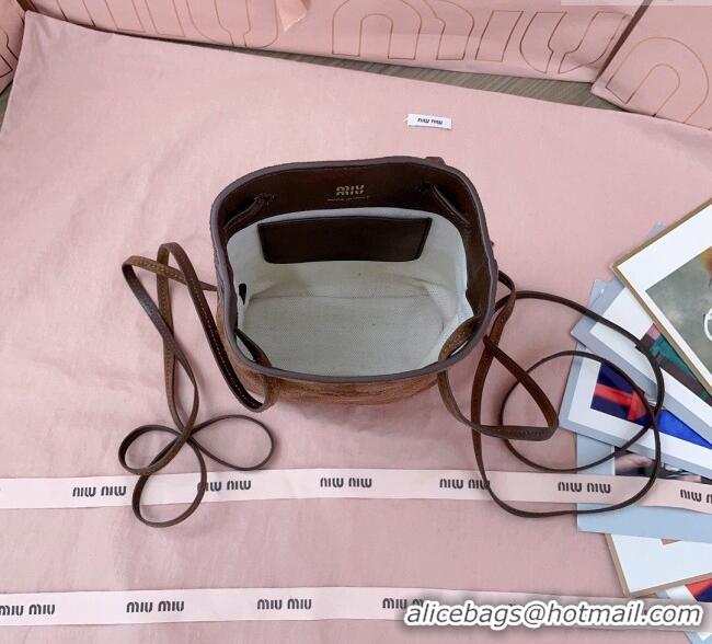 Spot Bulk Miu Miu Suede Pouch 5NF460 Dark Brown 2025