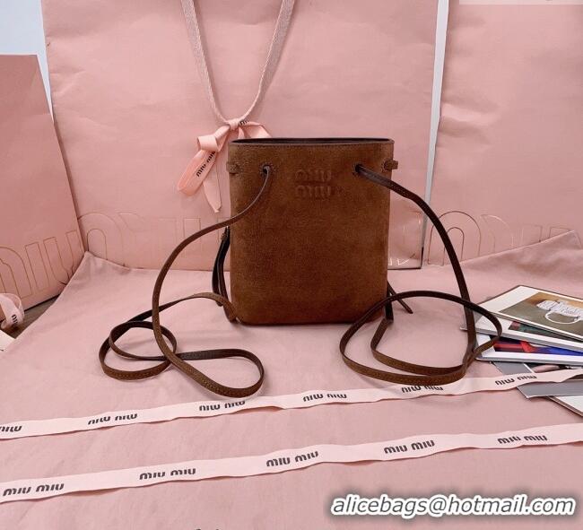 Spot Bulk Miu Miu Suede Pouch 5NF460 Dark Brown 2025