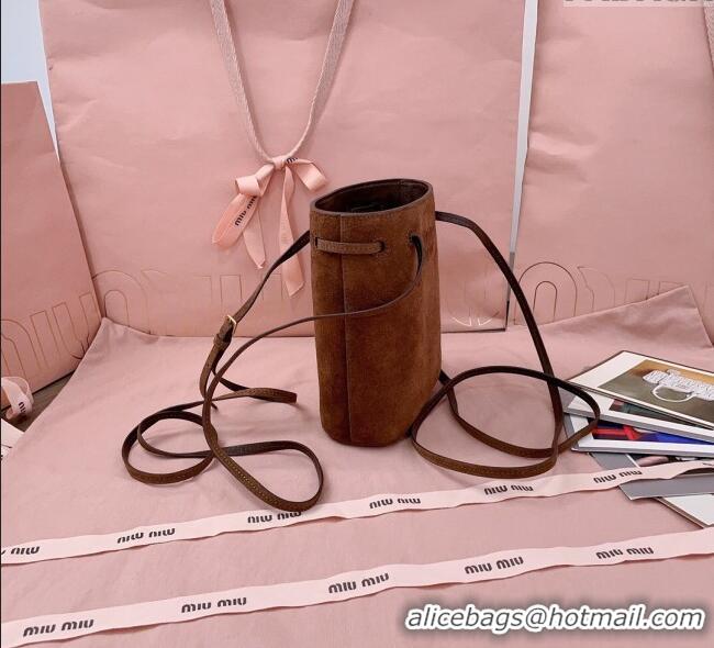 Spot Bulk Miu Miu Suede Pouch 5NF460 Dark Brown 2025