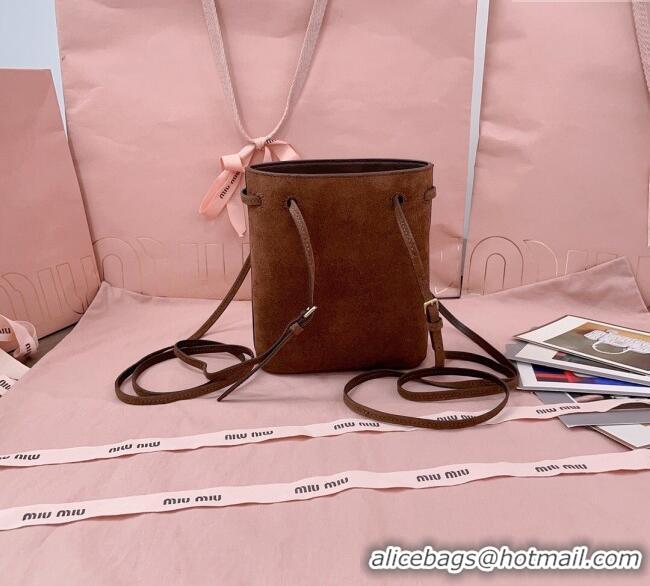 Spot Bulk Miu Miu Suede Pouch 5NF460 Dark Brown 2025