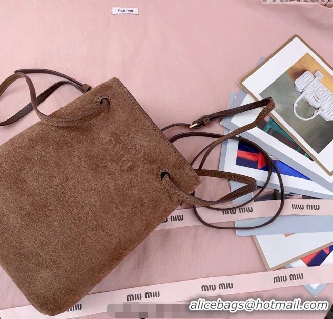 Spot Bulk Miu Miu Suede Pouch 5NF460 Dark Brown 2025