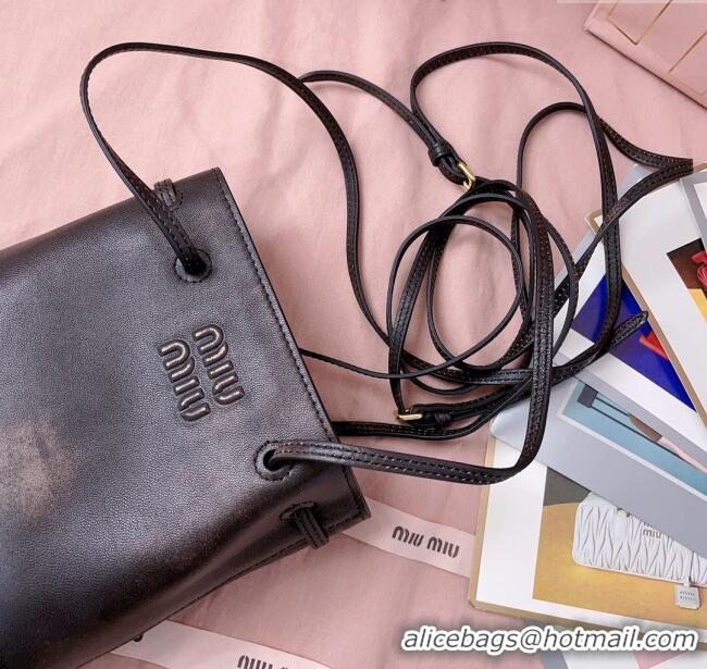 Buy Classic Miu Miu Faded Leather Pouch 5NF460 Brown 2025