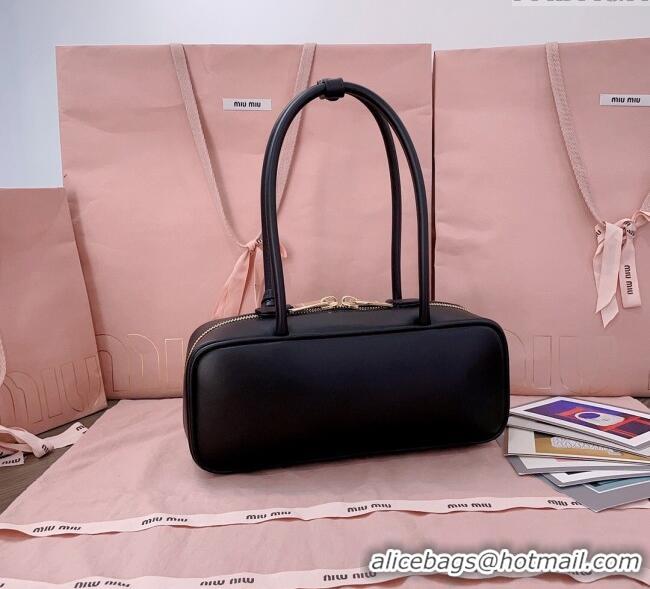 Luxury Cheap Miu Miu Beau Leather Small Handbag with Charm 5BB173 Black 2025