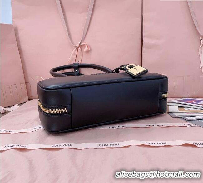 Luxury Cheap Miu Miu Beau Leather Small Handbag with Charm 5BB173 Black 2025