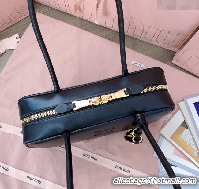Luxury Cheap Miu Miu Beau Leather Small Handbag with Charm 5BB173 Black 2025