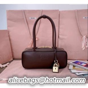 Top Grade Miu Miu Beau Leather Small Handbag with Charm 5BB173 Briarwood Brown 2025