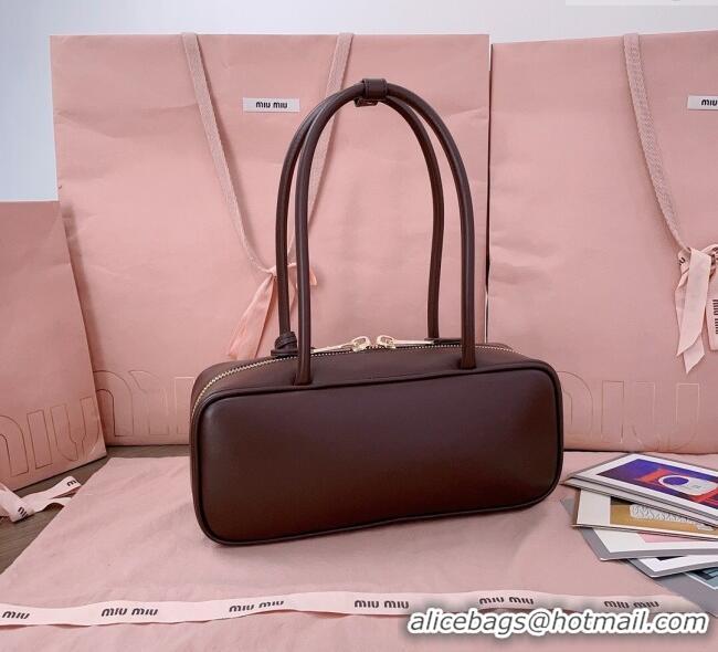 Top Grade Miu Miu Beau Leather Small Handbag with Charm 5BB173 Briarwood Brown 2025