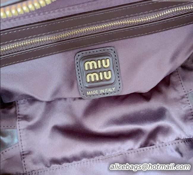 Top Grade Miu Miu Beau Leather Small Handbag with Charm 5BB173 Briarwood Brown 2025
