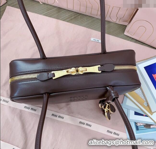 Top Grade Miu Miu Beau Leather Small Handbag with Charm 5BB173 Briarwood Brown 2025