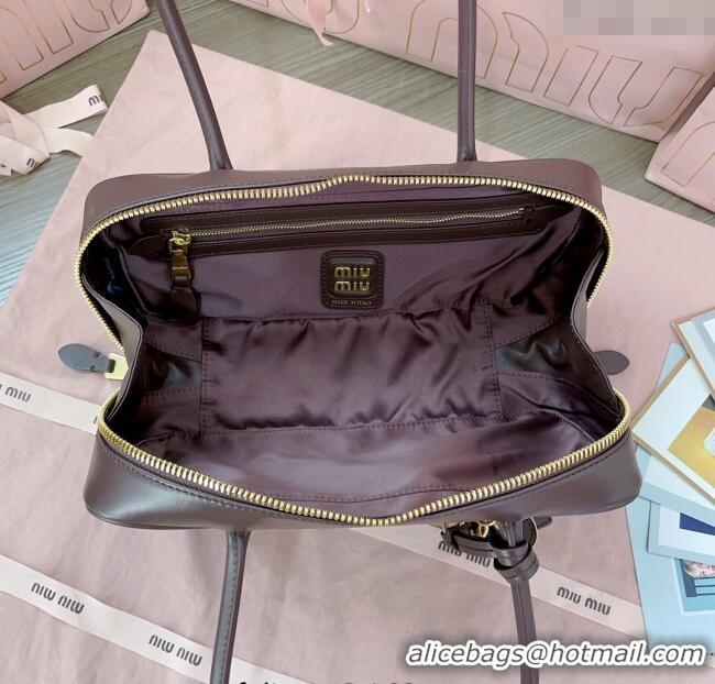 Top Grade Miu Miu Beau Leather Small Handbag with Charm 5BB173 Briarwood Brown 2025