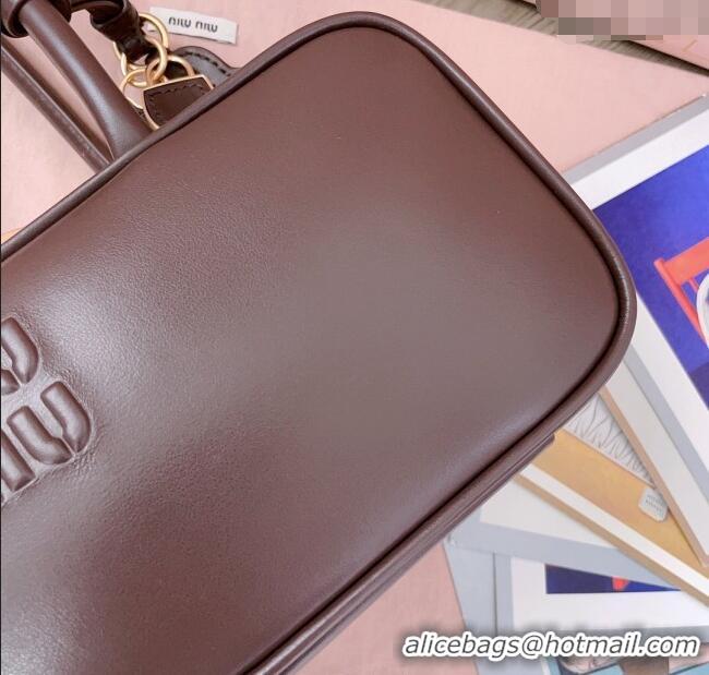 Top Grade Miu Miu Beau Leather Small Handbag with Charm 5BB173 Briarwood Brown 2025