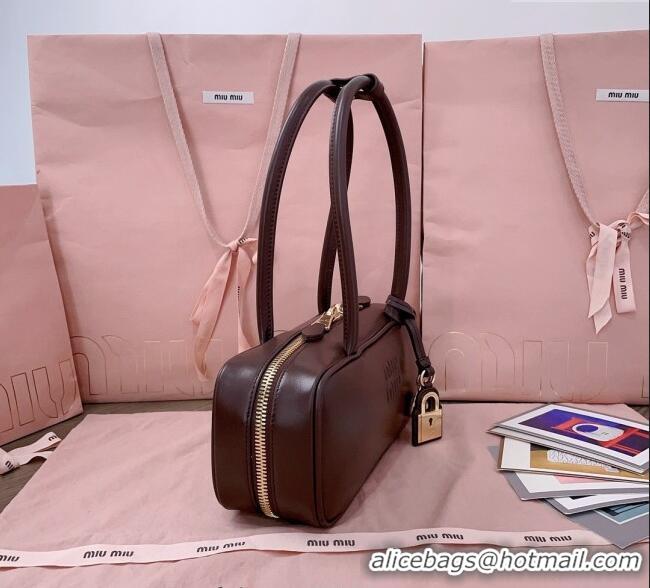Top Grade Miu Miu Beau Leather Small Handbag with Charm 5BB173 Briarwood Brown 2025