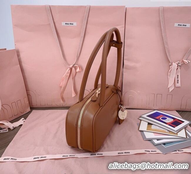 Market Sells Miu Miu Beau Leather Small Handbag with Charm 5BB173 Tan Brown 2025