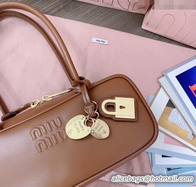 Market Sells Miu Miu Beau Leather Small Handbag with Charm 5BB173 Tan Brown 2025