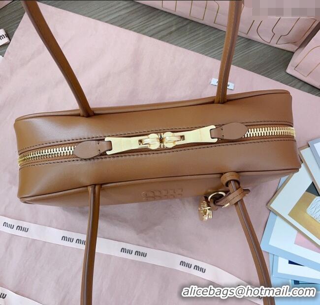Market Sells Miu Miu Beau Leather Small Handbag with Charm 5BB173 Tan Brown 2025