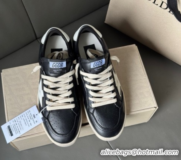Purchase Golden Goose Women’s Ball Star Sneakers in Black Leather with White Star and Tab 50429035