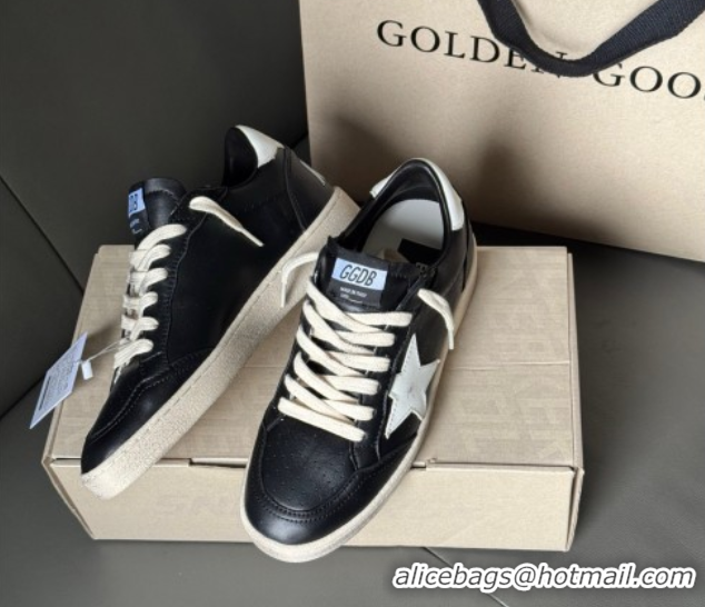 Purchase Golden Goose Women’s Ball Star Sneakers in Black Leather with White Star and Tab 50429035