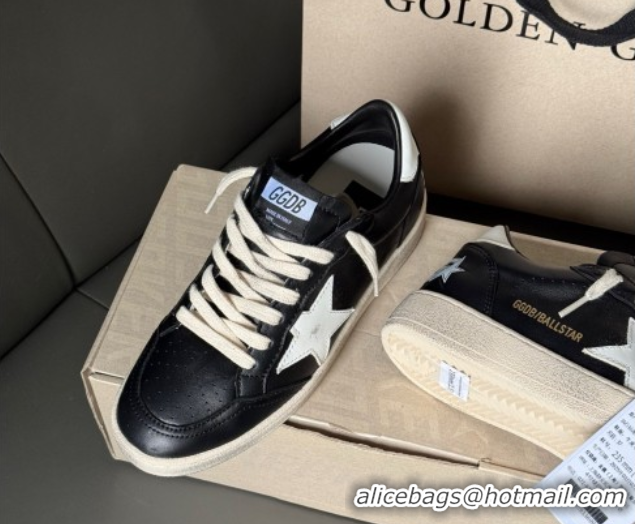 Purchase Golden Goose Women’s Ball Star Sneakers in Black Leather with White Star and Tab 50429035