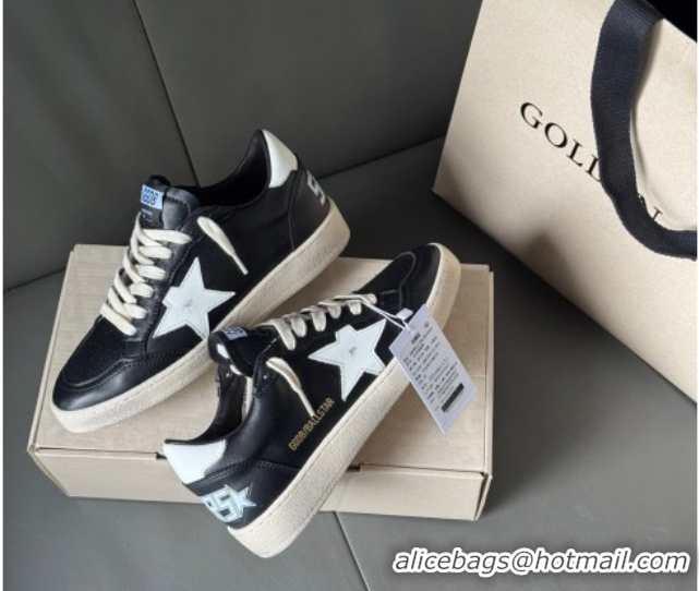 Purchase Golden Goose Women’s Ball Star Sneakers in Black Leather with White Star and Tab 50429035
