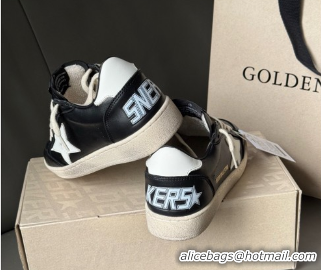 Purchase Golden Goose Women’s Ball Star Sneakers in Black Leather with White Star and Tab 50429035