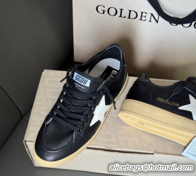 Unique Style Golden Goose Women’s Ball Star Sneakers in Balck Leather with White Star 50429036