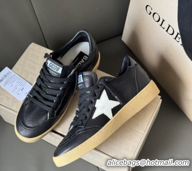 Unique Style Golden Goose Women’s Ball Star Sneakers in Balck Leather with White Star 50429036