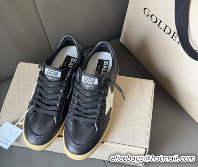 Unique Style Golden Goose Women’s Ball Star Sneakers in Balck Leather with White Star 50429036
