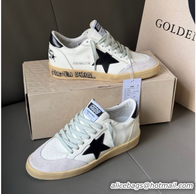 Best Price Golden Goose Women’s Ball Star Sneakers in White Leather and Suede with Black Star 50429037
