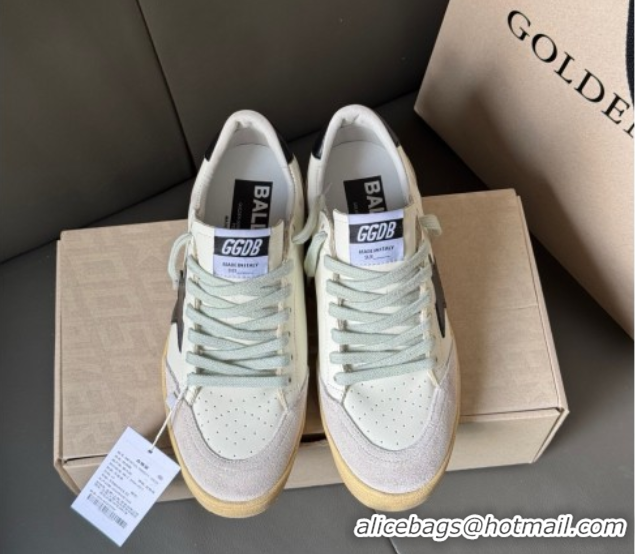 Best Price Golden Goose Women’s Ball Star Sneakers in White Leather and Suede with Black Star 50429037