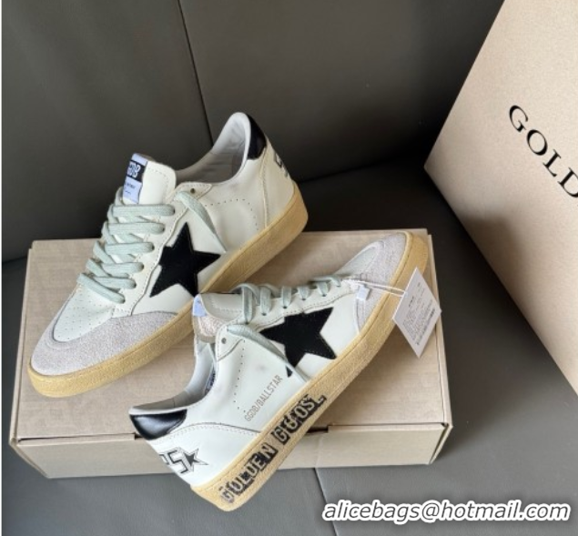 Best Price Golden Goose Women’s Ball Star Sneakers in White Leather and Suede with Black Star 50429037