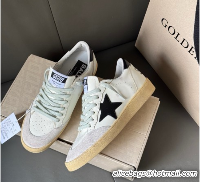 Best Price Golden Goose Women’s Ball Star Sneakers in White Leather and Suede with Black Star 50429037
