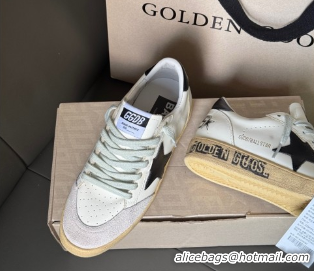 Best Price Golden Goose Women’s Ball Star Sneakers in White Leather and Suede with Black Star 50429037