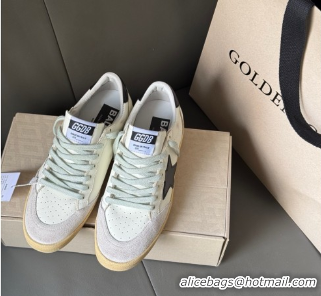 Best Price Golden Goose Women’s Ball Star Sneakers in White Leather and Suede with Black Star 50429037